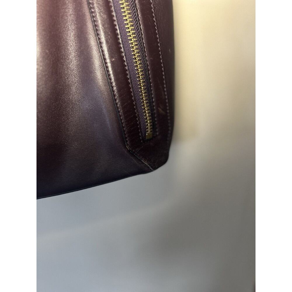 Pour La Victoire Leather Nouveau Shoulder Handbag Tote Zipper Detail Mauve Brown - Picture 6 of 12